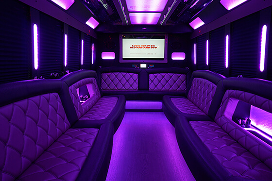 party bus rental with flat screen TVs