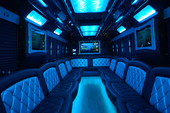 leather seats in our party buses