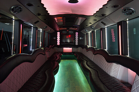 Party bus with stereo system